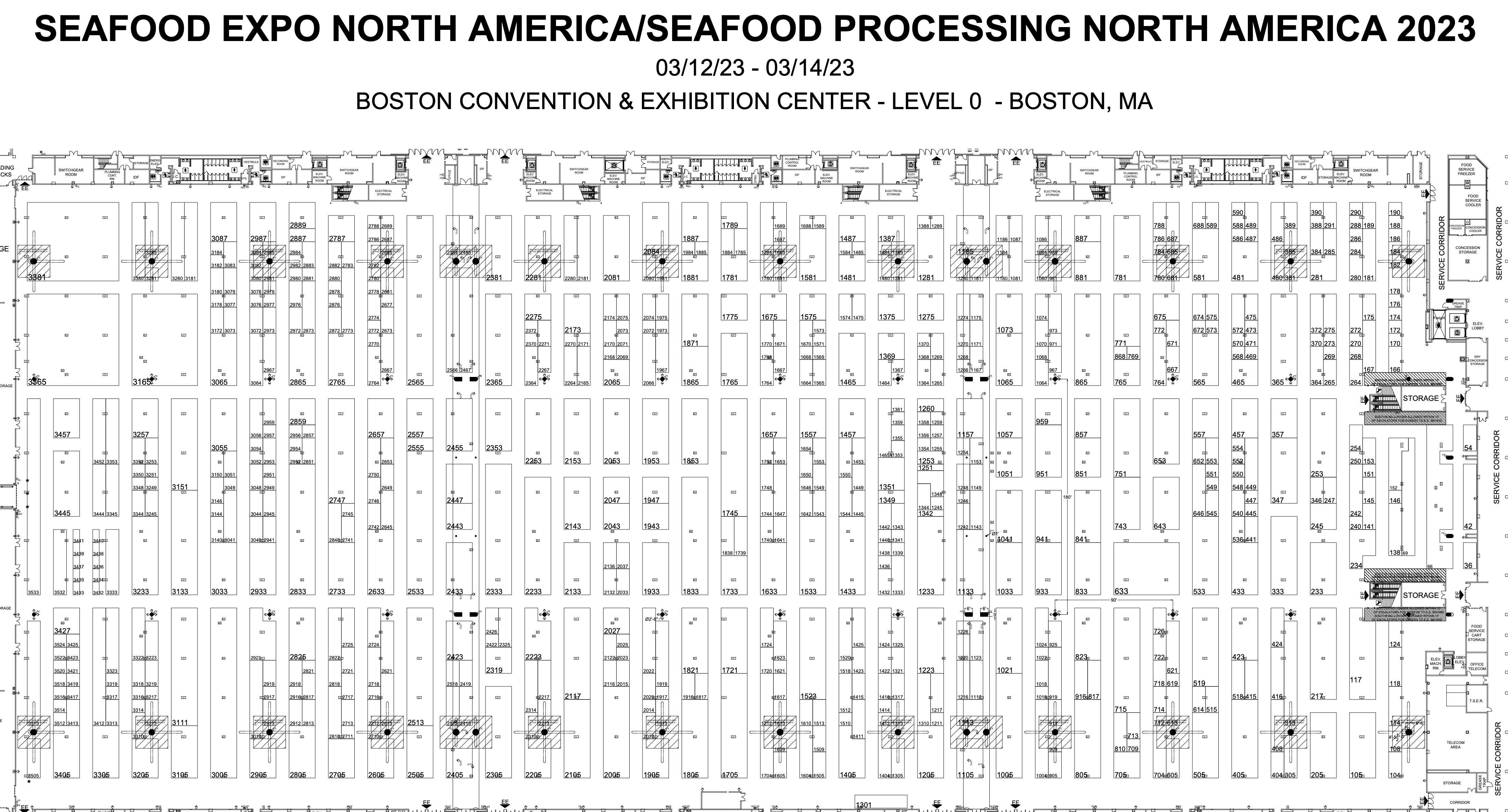 미국 보스턴 국제 수산 엑스포 2023 전시 부스 배치도 Seafood Expo North America 2023 Floor Plan