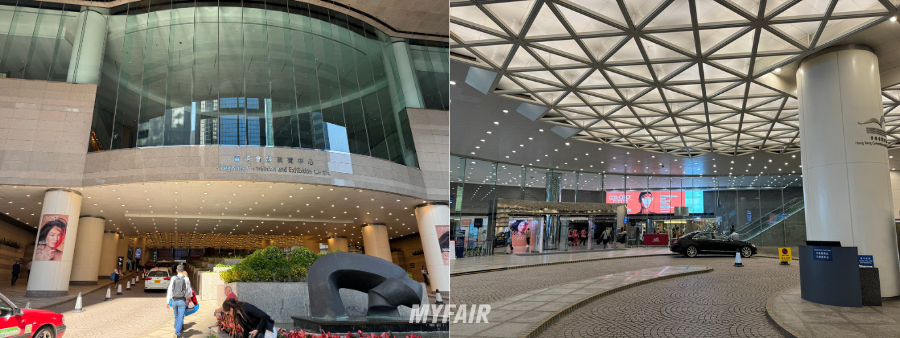 사진 설명 : 홍콩 컨벤션 센터 메인 입구, 택시 승·하차 하는 곳 (출처 : 마이페어 촬영) 