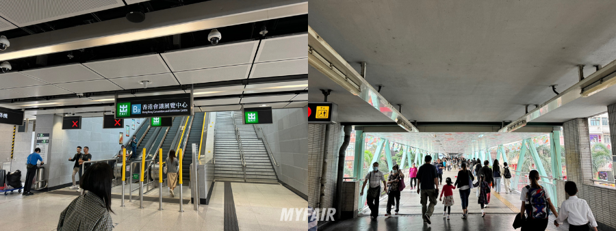 사진 설명 : 완차이 역과 Exhibition Centre 역에서 홍콩 컨벤션 센터 가는 방법 (출처 : 마이페어 촬영)
